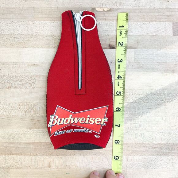 Vintage 1995 Budweiser Logo Beer Bottle Zipper Koozie Collectible with Tag - Picture 7 of 8